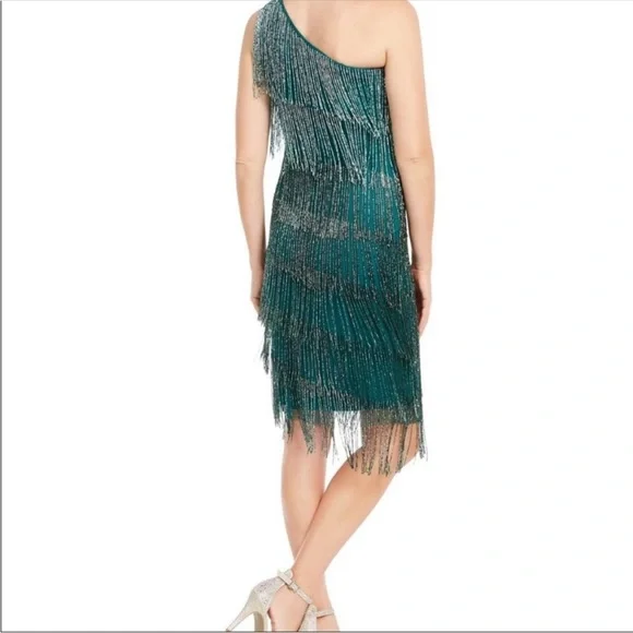 Adrianna Papell Teal One Shoulder Dress - Picture 2 of 8